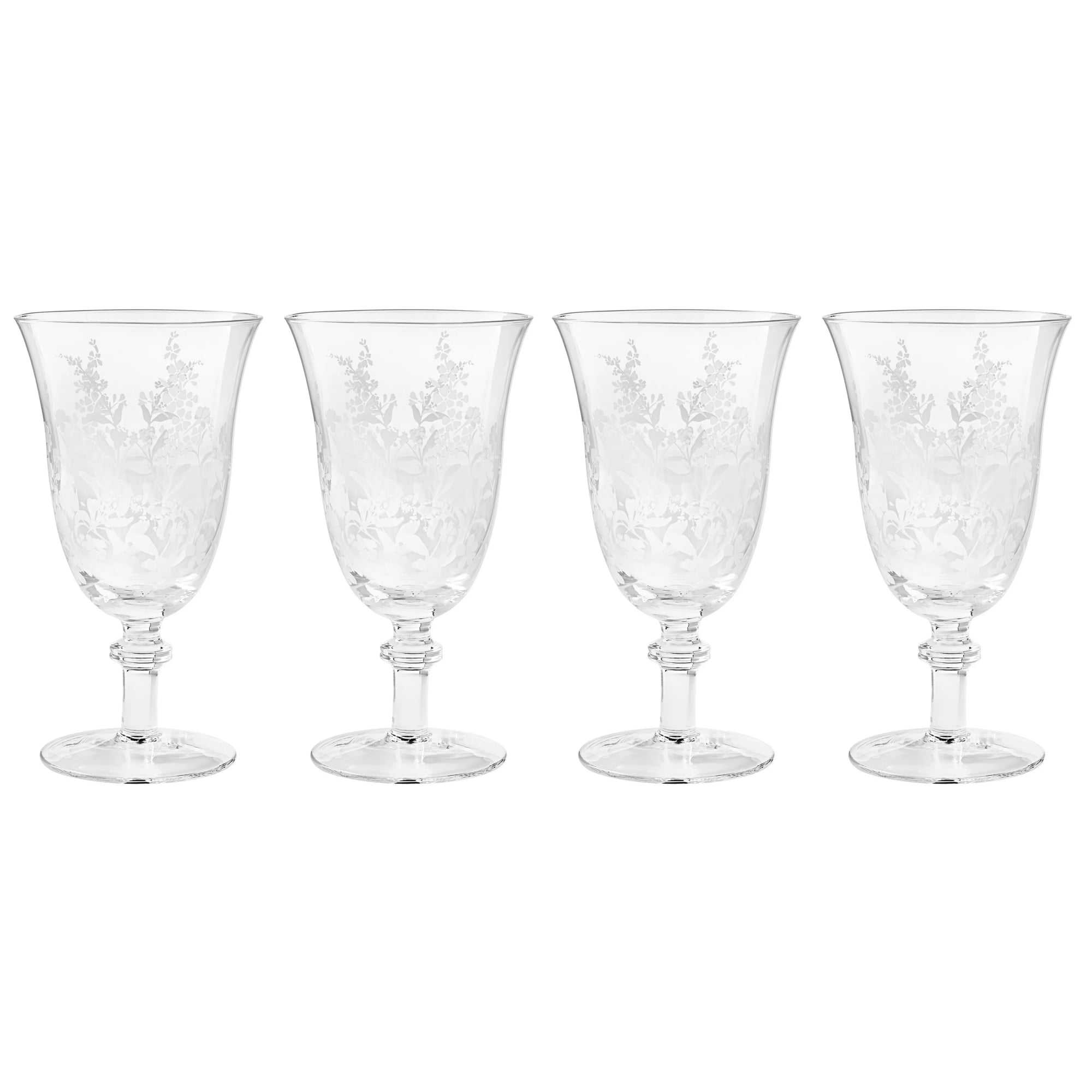 The Pioneer Woman Daisy Glass 14-Ounce Goblet, Clear, Set of 4