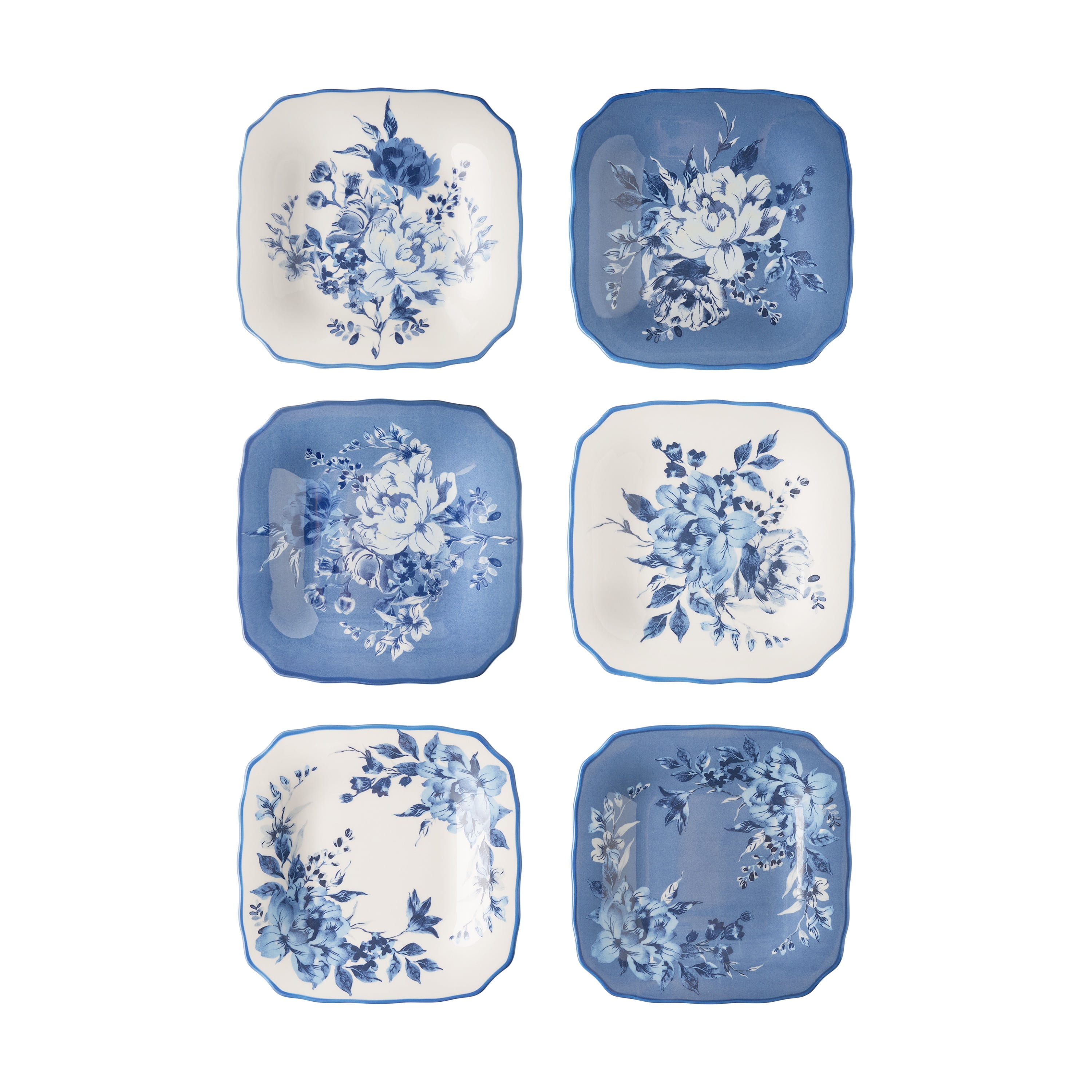 The Pioneer Woman Delilah Stoneware Appetizer Plates, Blue, Set of