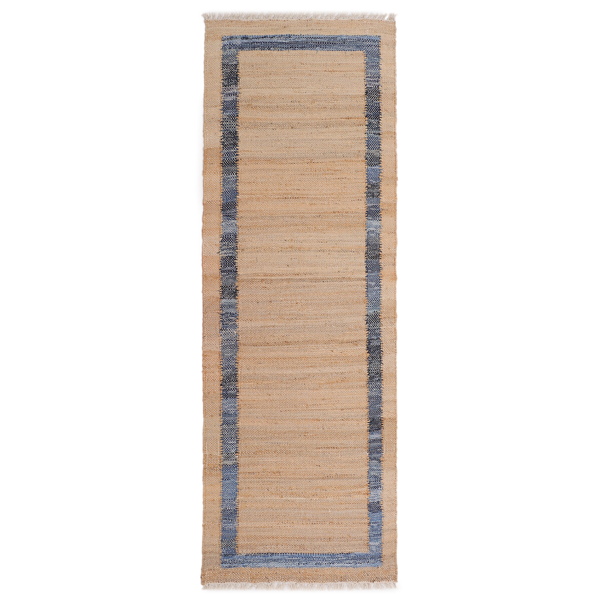 The Pioneer Woman Denim Jute Runner Rug, Natural with Blue Border, 30 in x 96 in