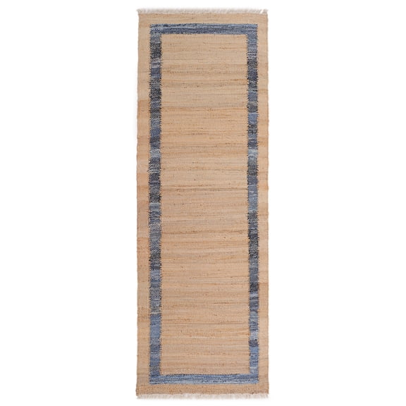 The Pioneer Woman Denim Jute Runner Rug, Natural with Blue Border, 30 x 96 Inches