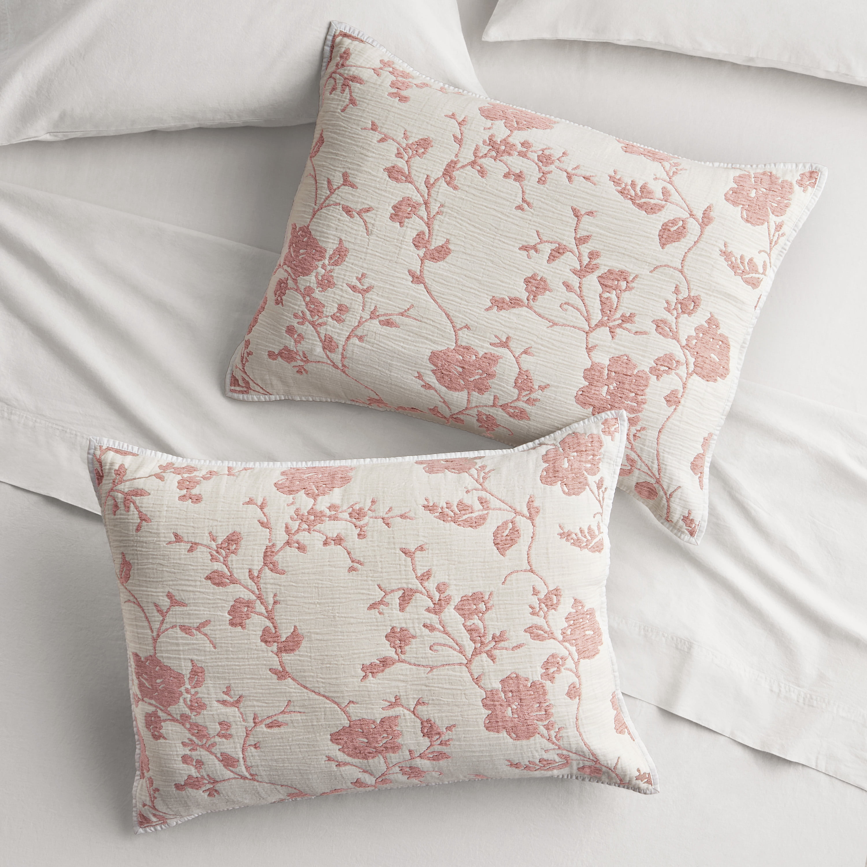 The Pioneer Woman Agatha Floral Gauze Pillow Sham, King, Rose Herb Pink, 2 Pack