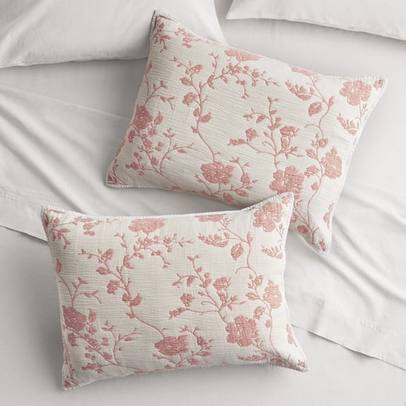 The Pioneer Woman Agatha Floral Gauze Pillow Sham, Standard, Rose Herb Pink, 2 Pack