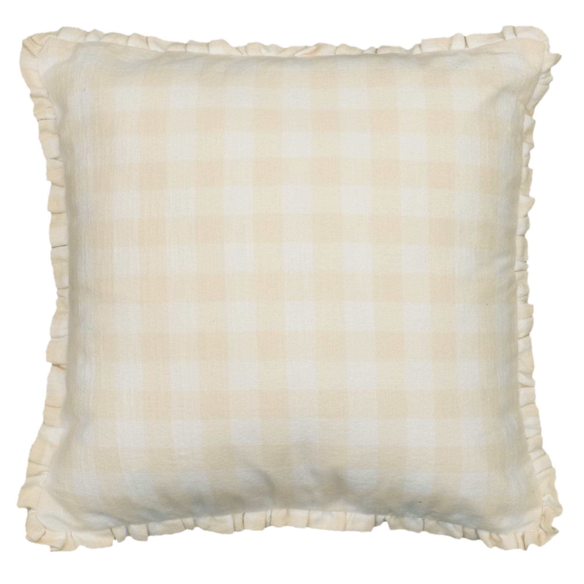 The Pioneer Woman Woven Gingham with Ruffle Pillow- Beige