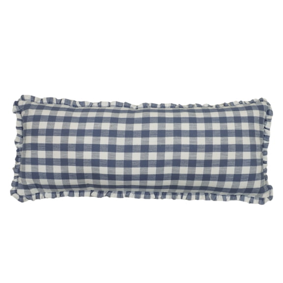 PW Woven Gingham with Ruffle Lumbar Pillow - Blue