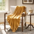 thumbnail image 1 of The Pioneer Woman Ruffle Knit Oversized Couch Throw Blanket, Mustard, 50 x 72 in, 1 of 6
