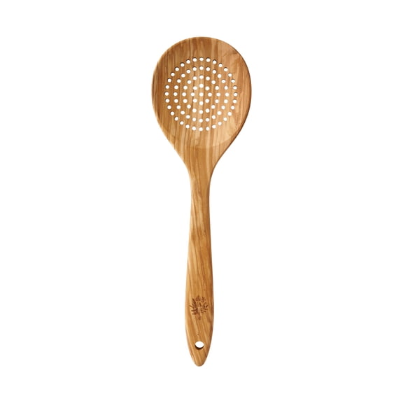 The Pioneer Woman Olive Wood Slotted Cooking Spoon with Ergonomic Handle