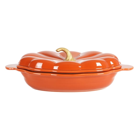 The Pioneer Woman 3-Quart Stoneware Oval Pumpkin Baker with Lid