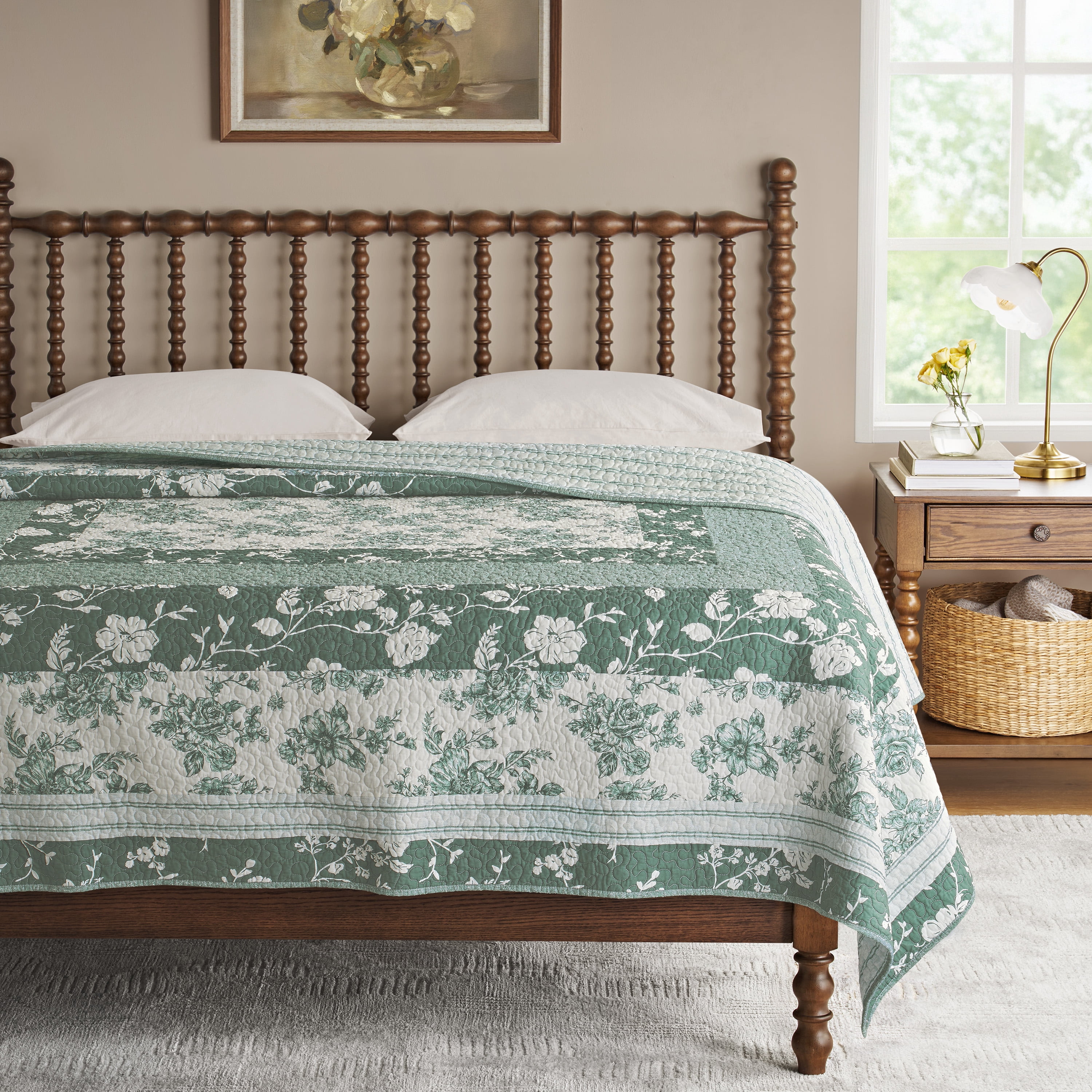 The Pioneer Woman Avery Cotton Patchwork Quilt, Green River, Full/Queen