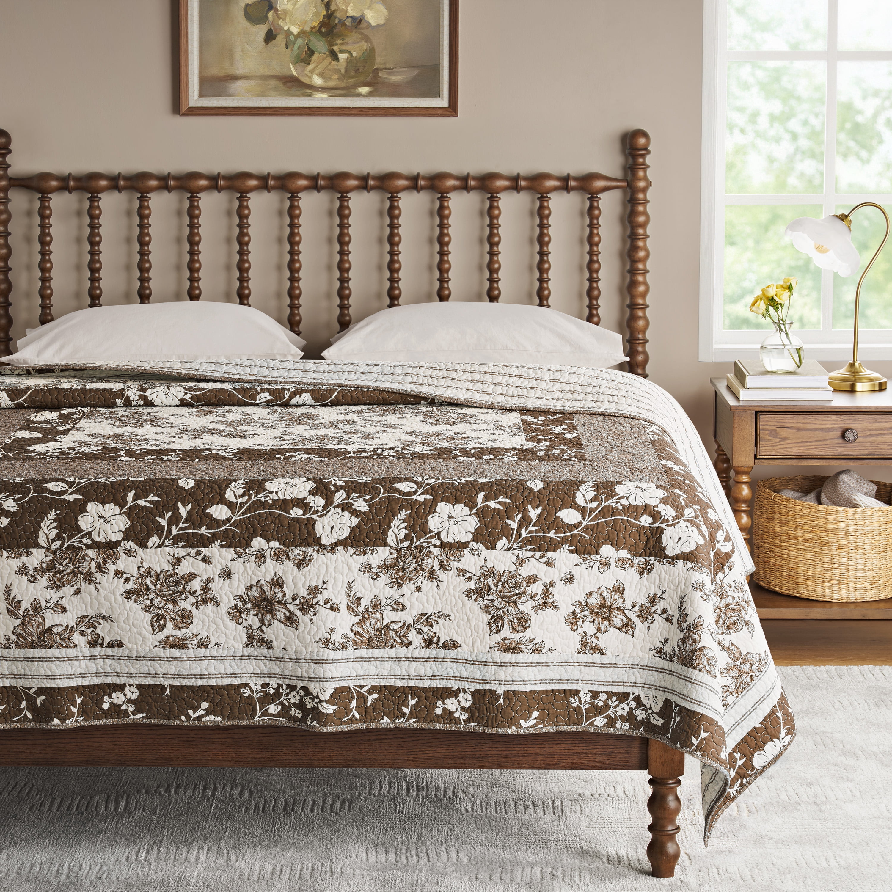 The Pioneer Woman Avery Cotton Patchwork Quilt, King, Tibet Brown Bedding