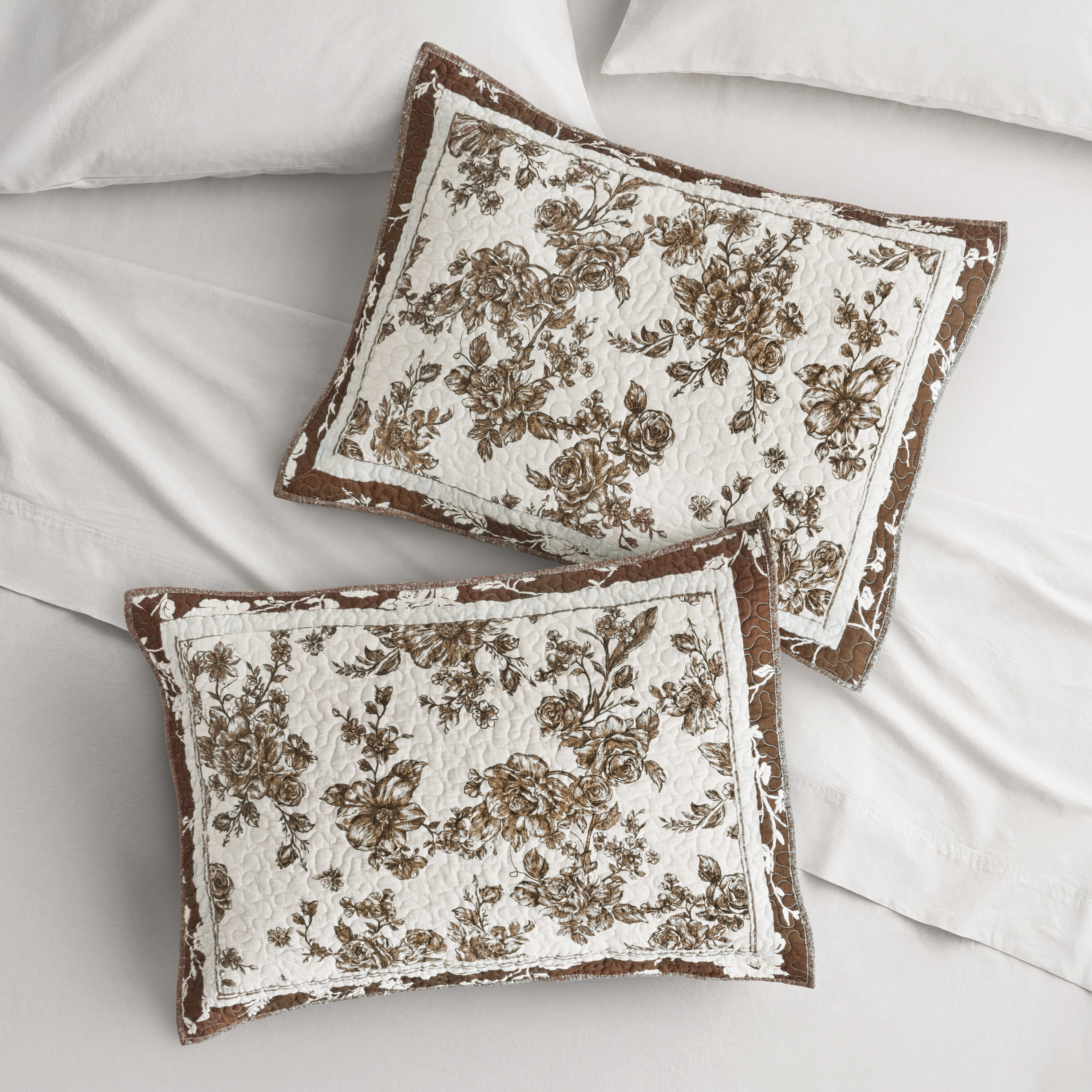 The Pioneer Woman Avery Cotton Patchwork Pillow Shams, Standard, Tibet Brown, 2 Pack