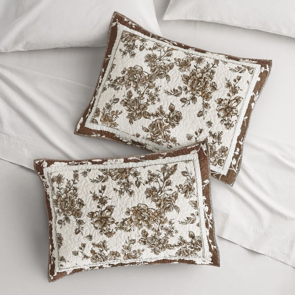 The Pioneer Woman Avery Cotton Patchwork Pillow Shams, Standard, Tibet Brown, 2 Pack