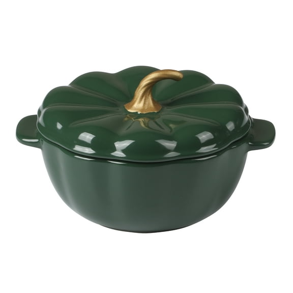 The Pioneer Woman Stoneware 2 Cup Pumpkin Cocotte with Lid, Green