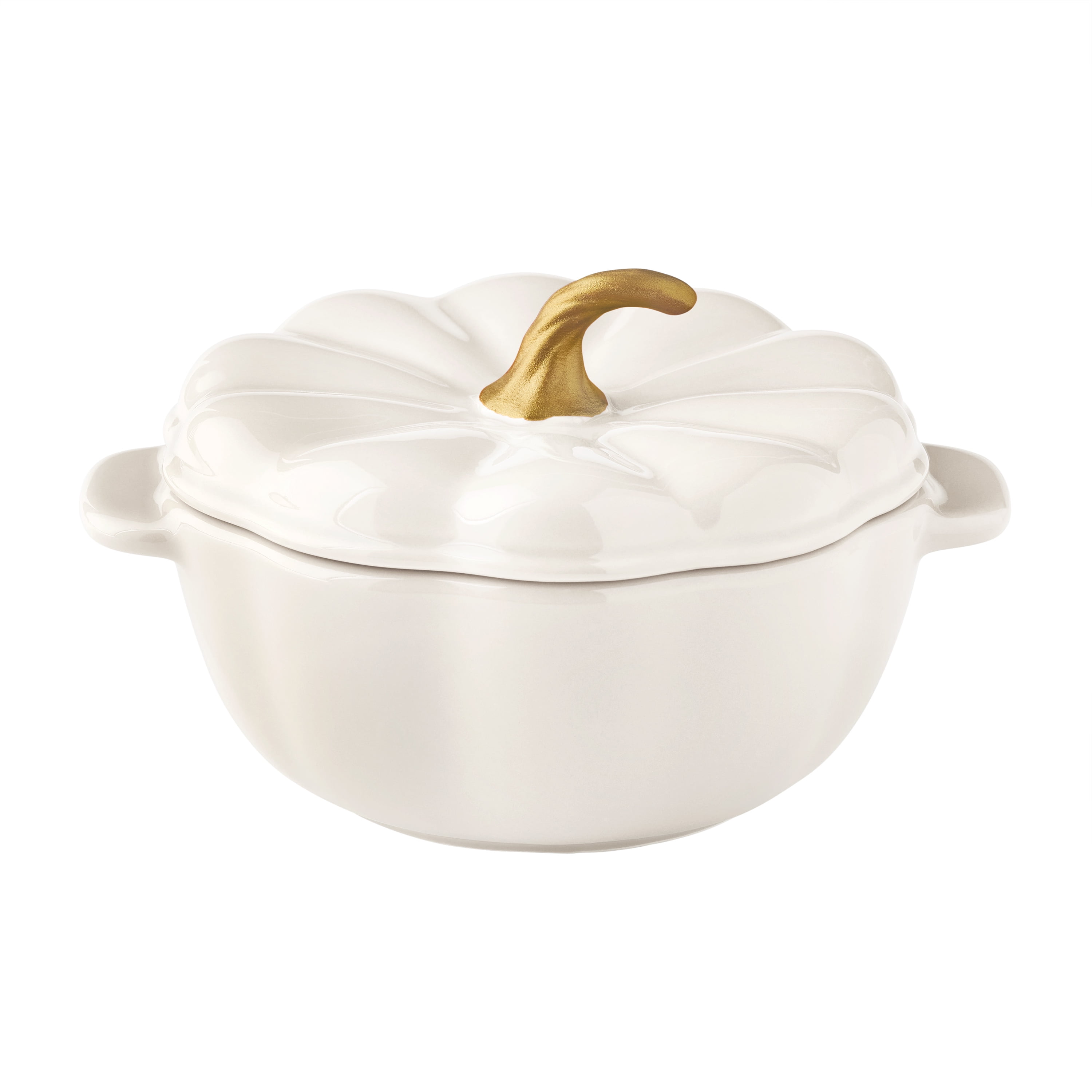 The Pioneer Woman Stoneware 2 Cup Pumpkin Cocotte with Lid, White