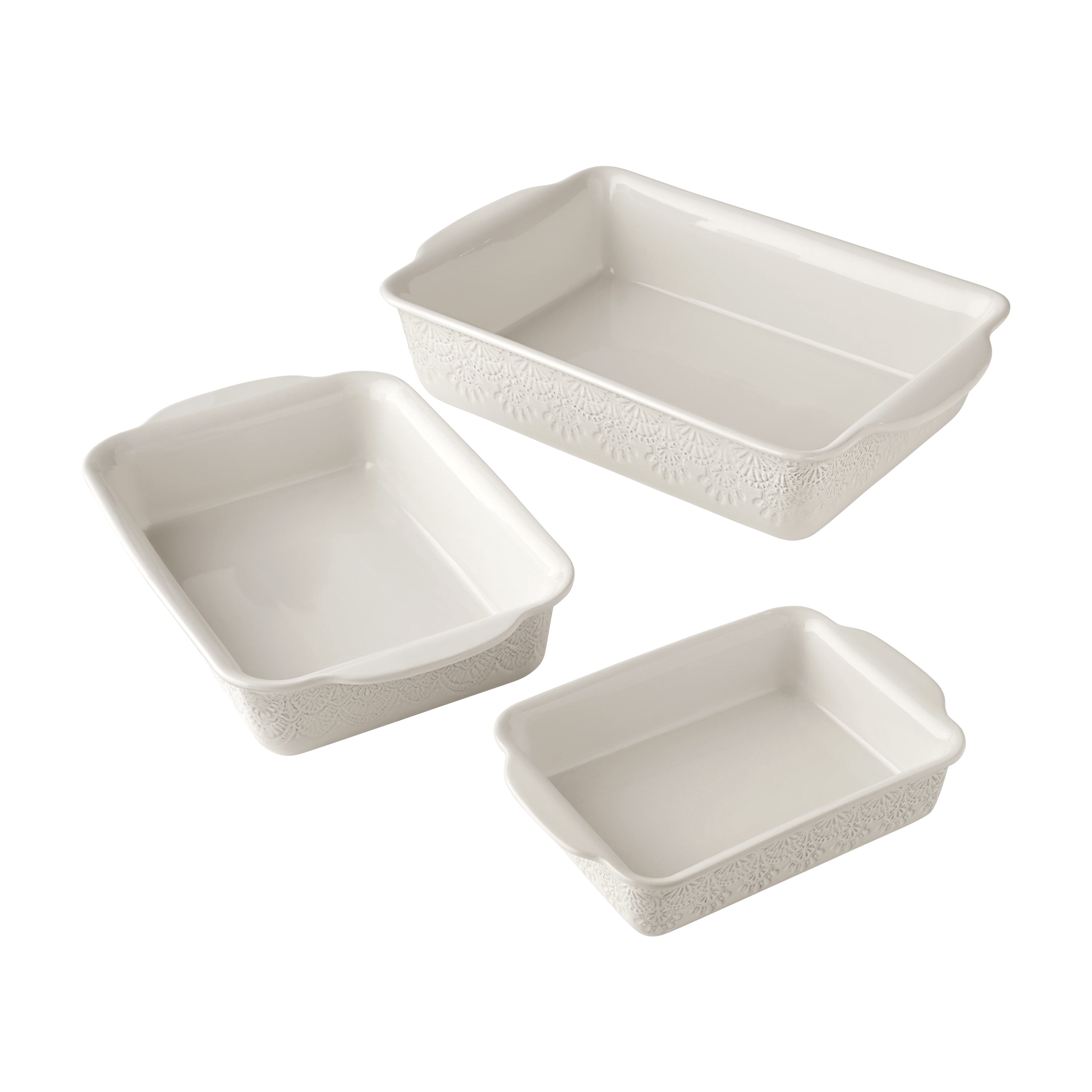 The Pioneer Woman 3-Piece Vintage Lace Ceramic Bakeware Set