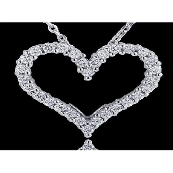 PW29039-0.33 14KW I-i-1 0.33 Classic 14K White Gold Heart Pendant, I-I-1 Round