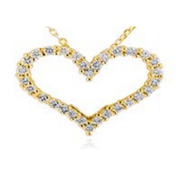 PW29039-0.50 14Y G-VS-2 Classic 14K Yellow Gold Heart Pendant, G VS-2 Round