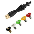 thumbnail image 1 of PWACCS Pressure Washer Gun Adapter Kit – Power Washer Gun Fittings with 1/4" Quick Connect Socket – 5 Spray Nozzles Include – Compatible with Ryobi, Powerclean, Portland and Husky, 1 of 6