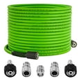 thumbnail image 1 of Pressure Washer Hose 50 FT x 1/4", Power Washer Hose Kink Resistant, Universal High-Pressure Washing Extension Hoses Replacement, Compatible with M22 Stainless Steel Fittings, 3600 PSI, Green, 1 of 7