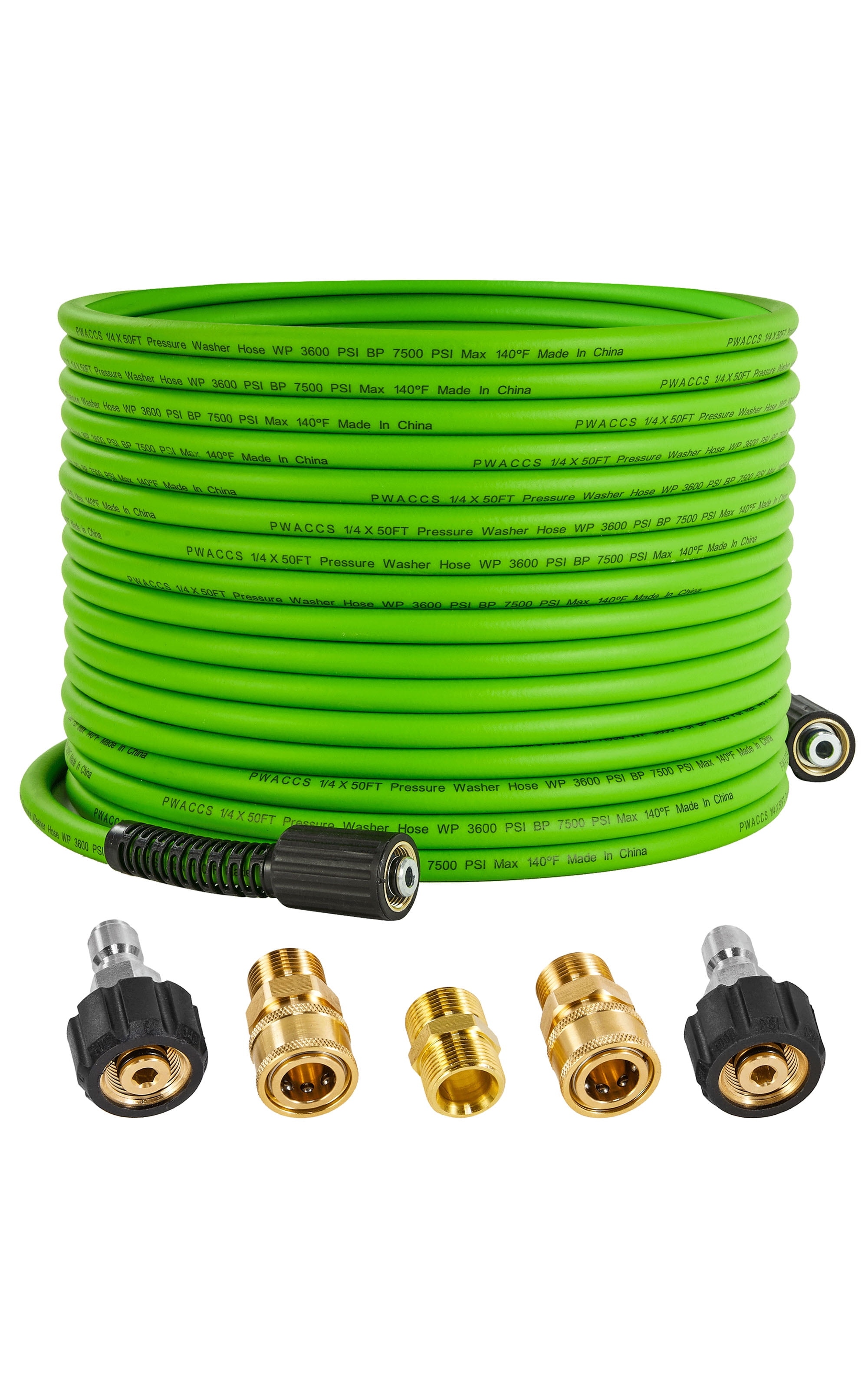 PWACCS Pressure Washer Hose for Power Washer 3600 PSI Kink Resistant Pressure Washing Extension Hose 50 FT x 1 4 Universal Electric Power Wash Hose for Replacement Compatible with M22 Fittings Walmart...