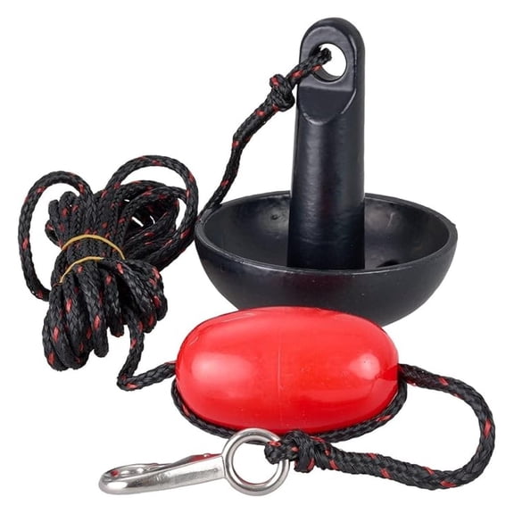 PWC Anchor Kit 8lb Mushroom Anchor for Jet Ski, Kayak, Paddleboard - 20ft Rope, Float & Hook - Shallow Water Anchoring System
