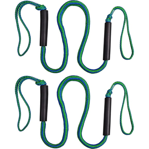 PWC Bungee Dock Lines - 2pcs Stretchable Line with Foam Float and 316 Stainless Steel Clip Heavy Duty Mooring Rope for Rubber Boats Kayaks, Boats, Marine Jet ski, Pontoon