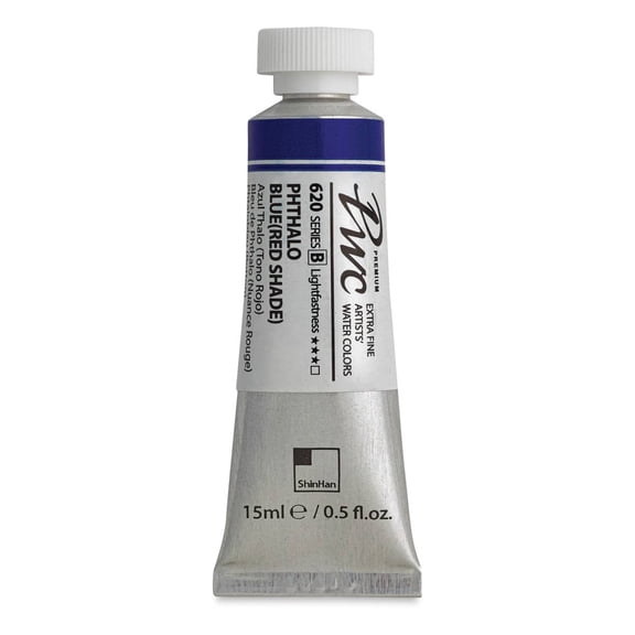 ShinHan PWC Extra Fine Professional Watercolor - Phthalo Blue (Red Shade), 15 ml, Tube