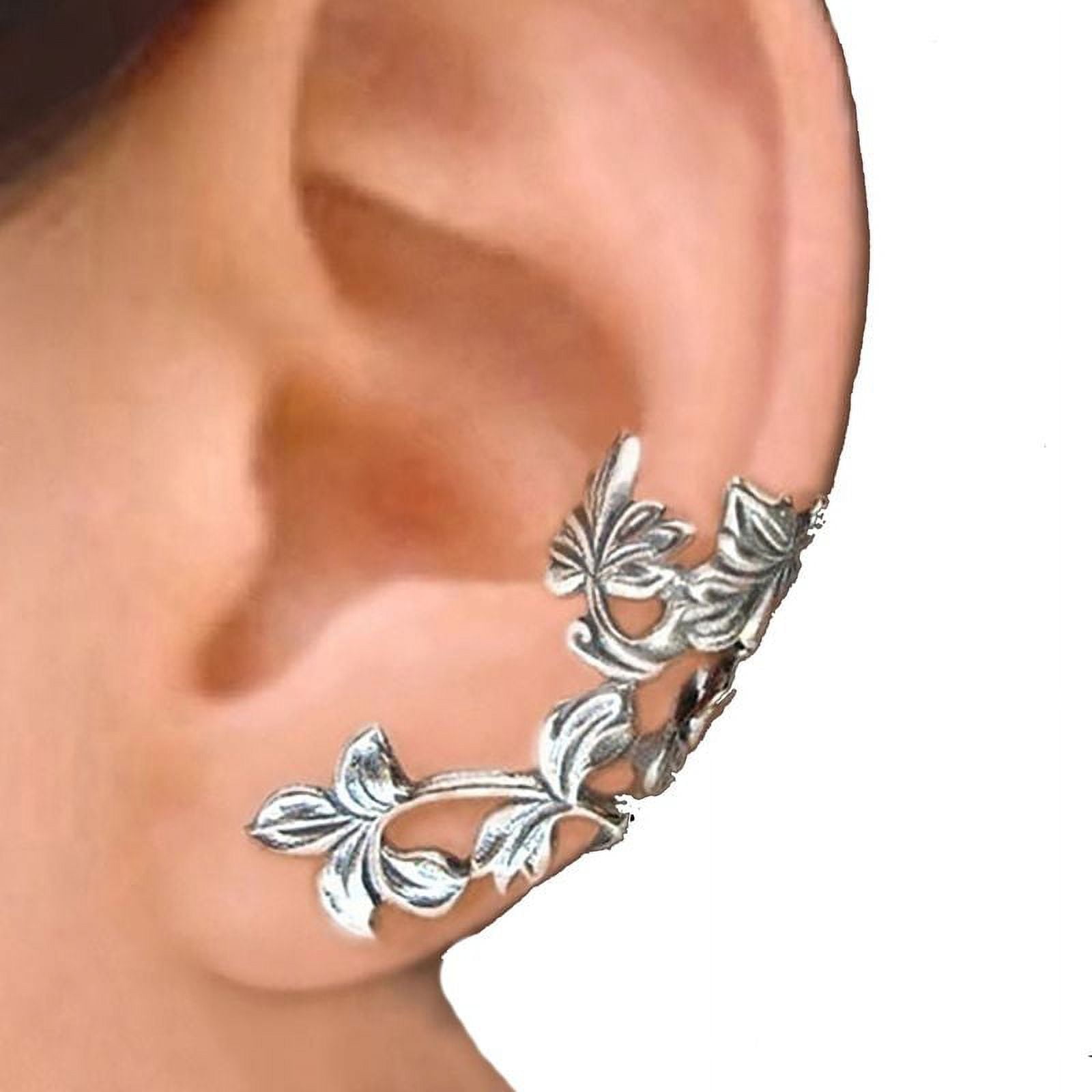 PWFE 1 Pair Bohemia Earrings Ear Clips Leaf Shape Ear Cuff Jewelry for Women Girls