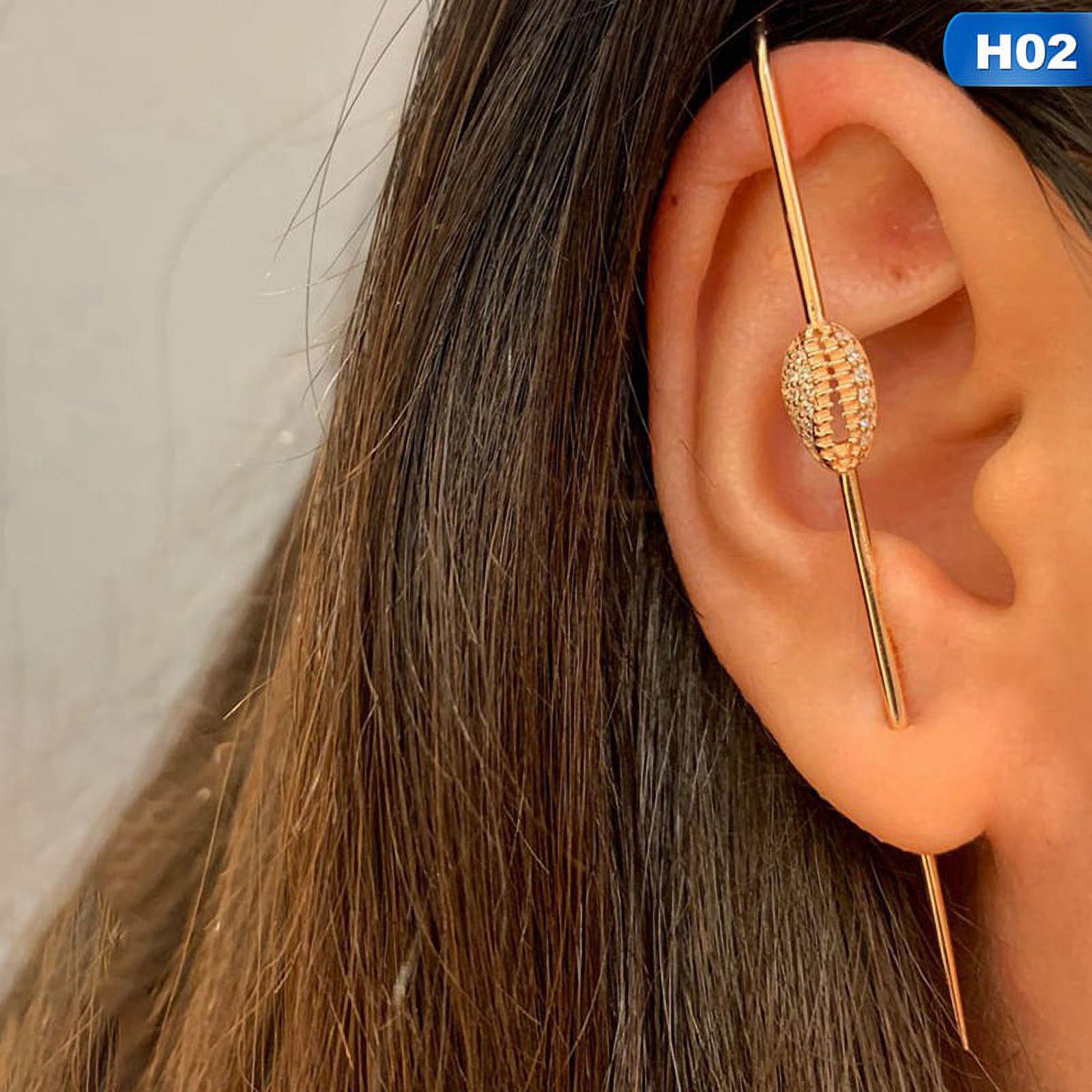 PWFE 1Pc Ear Wrap Crawler Hook Earrings Lady Zircon Needles Around The