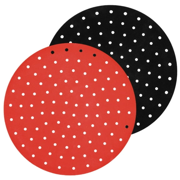 PWFE 2 Pack Reusable Air Fryer Liners, 9 Inch Round Perforated Air Fryer Basket Silicone Mats Non-Stick(Round-8inch)