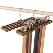 PWFE 2pcs Tie Belt Organizer Storage Rack, Multifunction Rotating Ties Scarf Hanger Holder(Brown)