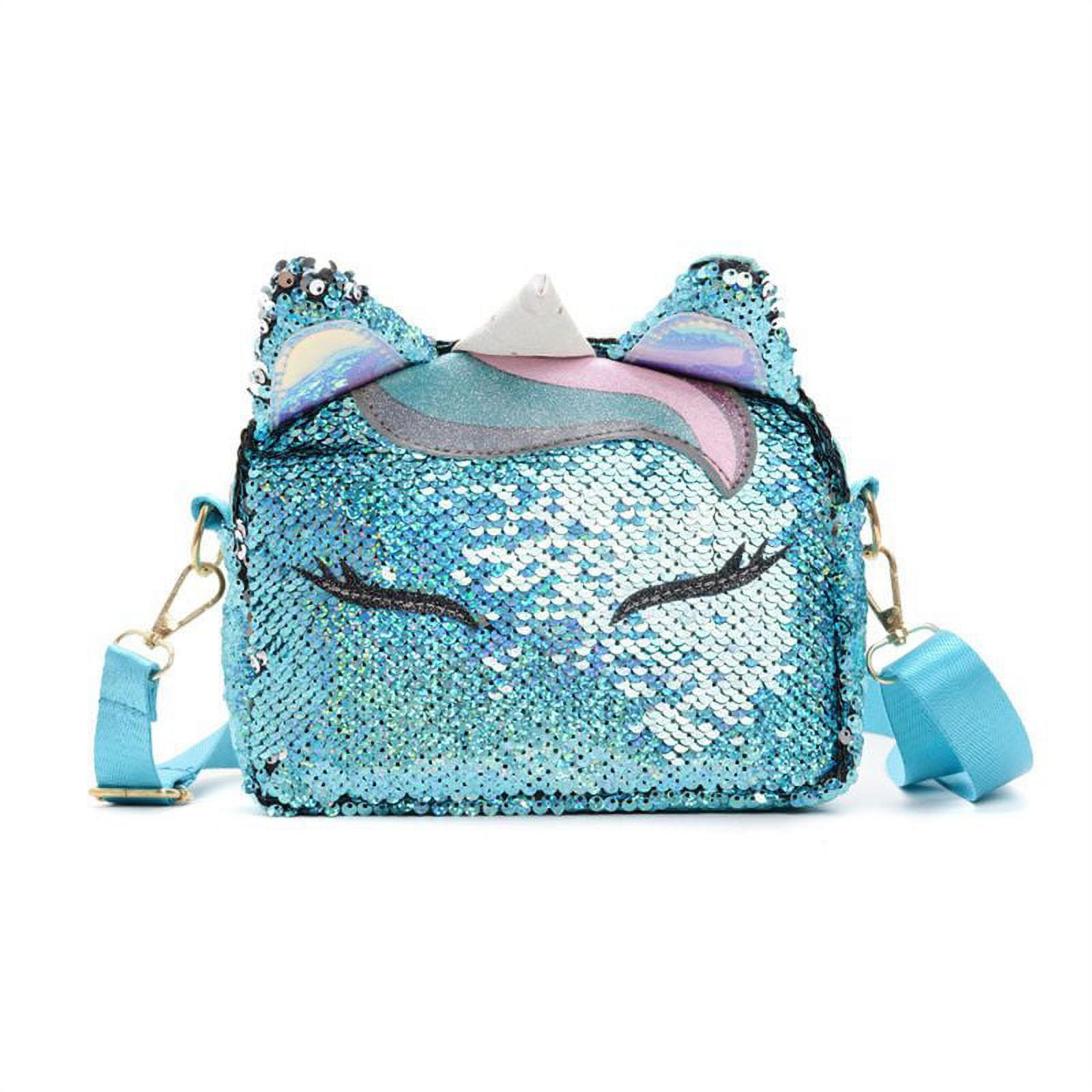 PWFE Kids Rainbow Cute Unicorn Crossbody Purse Sequins Shoulder Bag