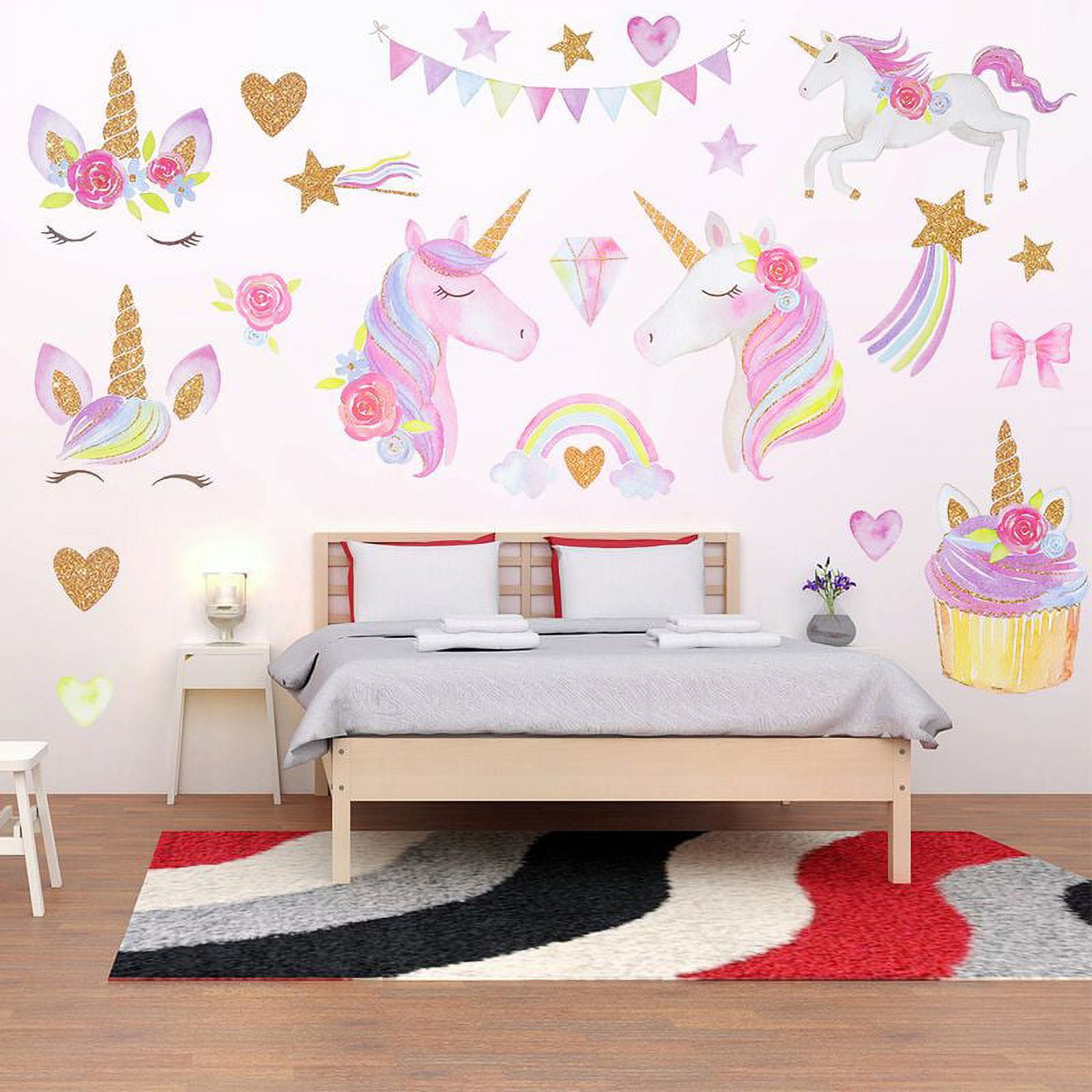 Taicanon Unicorn Wall Sticker ,Unicorn Wall Decals Decor with  Rainbow,Birthday Christmas Gifts for Boys Girls Kids Bedroom Decor 