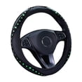 thumbnail image 1 of PWFE Universal 15 Inch Diamond PU Leather Steering Wheel Cover with Bling Bling Crystal Rhinestones(Black3), 1 of 6