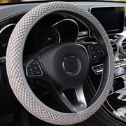 PWFE Universal 38cm Car Auto Steering Wheel Cover Elastic Ice Silk Summer Cool Non-Slip Auto AccessoriesGrey
