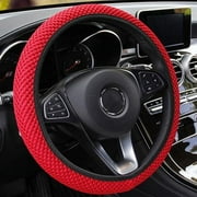 PWFE Universal 38cm Car Auto Steering Wheel Cover Elastic Ice Silk Summer Cool Non-Slip Auto Accessories(Red)