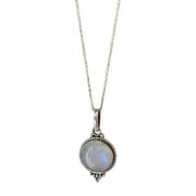 PWFE Vintage Silver Inlaid Moonstone Necklace for Women Female Fashion Jewelry Gifts