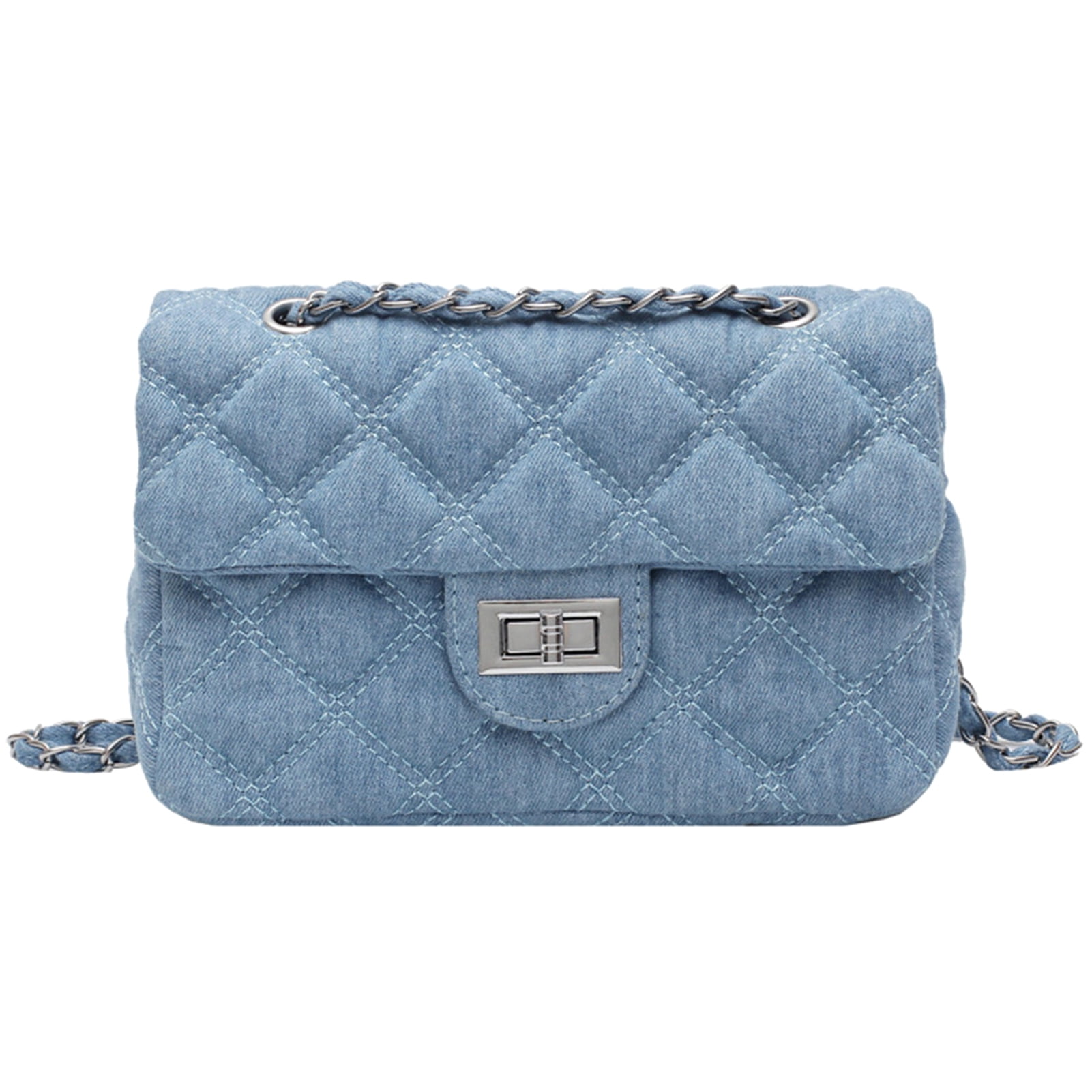 PWFE Women Small Shoulder Bags Quilted Crossbody Jean Denim Purse
