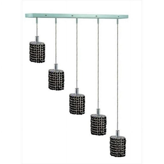 PWG Lighting - Lighting By Pecaso 1093D-O-E-JT-RC Wiatt Heirloom Handcut Jet Black Crystal Pendant Light, Chrome