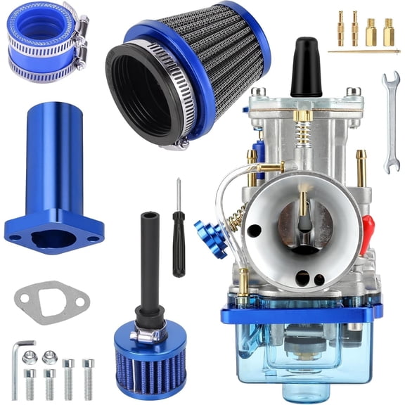 PWK 24mm Carburetor with Air Filter Kit for Predator 212cc 196cc 224cc GX160 GX200 6.5hp Clone Engine Coleman BT200X CT200U Baja Warrior Massimo MB200 KT196 Mini Bike Go Kart Performance Parts Blue