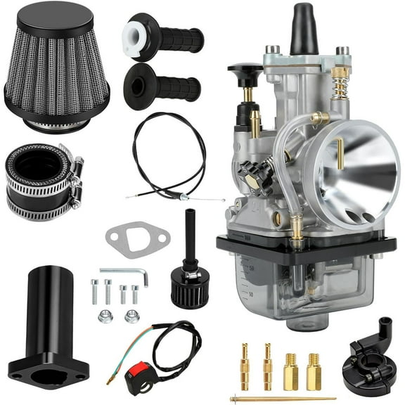 PWK 24mm Carburetor Carb Throttle Assembly Jet Fit for Predator 212 196cc 200cc 224cc 6.5HP Engine Coleman CT200U BT200X Mini Bike CT200U-EX Baja Warrior MB200 KT196 Go Kart Race Components (Black)