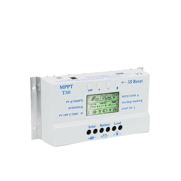 PWM 12/24V 30A Zero-level Solar Charge And Discharge Controller T30 Light Time Control ,Install Anywhere You Want