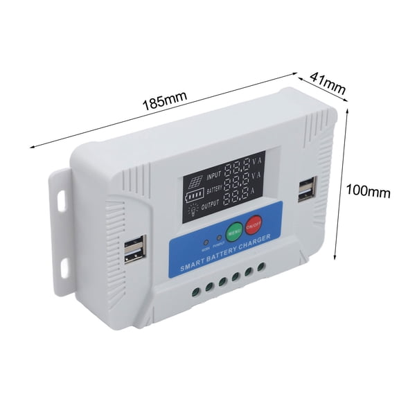 for for PWM 20A Solar Charge Controller 12V/24V with LCD Display, Smart Regulator for Lead-Acid/Li-ion/LiFePO4 Batteries, 4 USB Outputs, Temperature Sensor Included