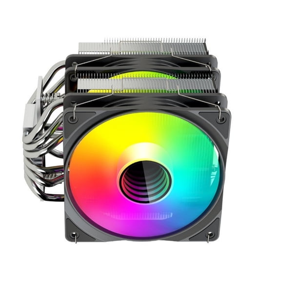 PWM Controlled Copper Base Tower CPU Air Coolers Double Cooling Fan Design 145mm Height ARGB Lighting For Builds
