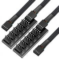 PWM Fan Hub Splitter, 4 Pin Black Sleeved 5 Way PC CPU Cooling Case Fan