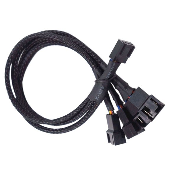 for PWM Fan Splitter Cable 4-Pin Adapter For PC Motherboard Control Snakeskin Textured Wire Expansion Up To Four Fan Headers Automatic Temperature Management 26Cm(1 in 4)