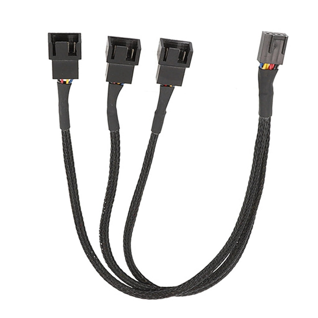 PWM Fan Splitter Cable Sleeved Adapter Computer PC Fan Power Extension ...