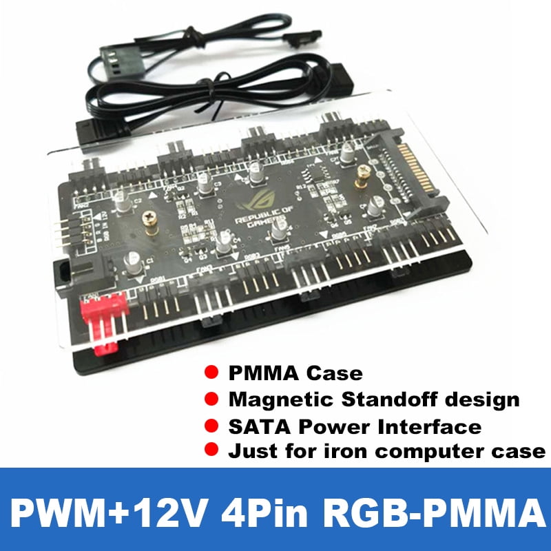 PWM RGB LED Controller PC Fan Hub 8 Ports 12V 4pin 3 Pin Cooling 5V Pwm rgb led controller pc fan hub 8 ports 12v 4pin 3 pin cooling 5v