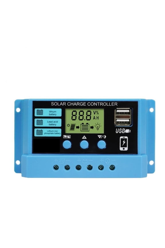 PWM Solar Charge Controller 10A 20A 30A 12V 24V PV Regulator With LCD Display For 100W 200W 300W Solar Panel Controllers ,High-Efficiency - 30A_AUTO 12V 24V