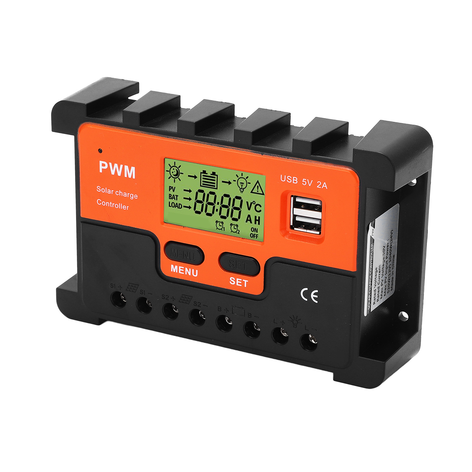 Pwm Solar Controller 12v 24v Automatic Identification 28awg To 10awg 