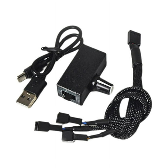 PWM Speed Controller 12V 4Pin PWM Fan Governor USB TYPE-C Power Supply DIY Watercooling Cooler with 1 to 3 Adapter Cable